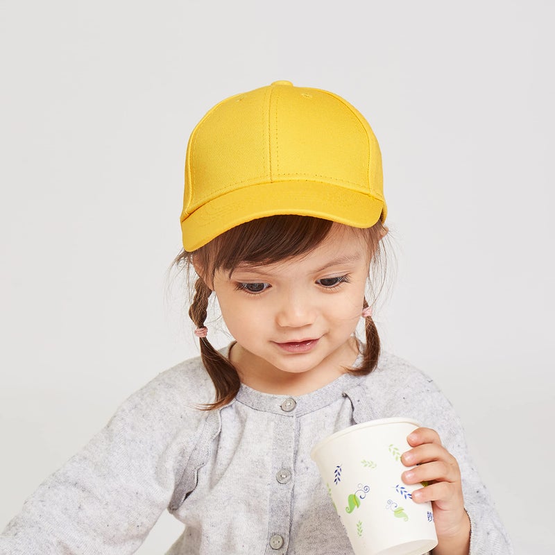 LANGZHEN Cotton Outdoor Toddler Girls Boys Plain Baseball Cap Baby Infant Structured Adjustable Hat for Kids Sun Hat (M-Yellow) - Image 3